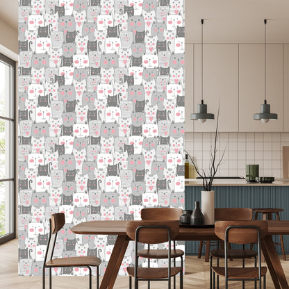 Wallpaper For Children - Cats And Hearts