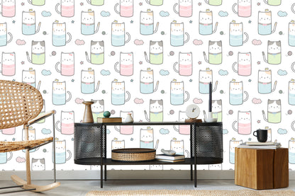 Wallpaper For Children - Kittens And Clouds
