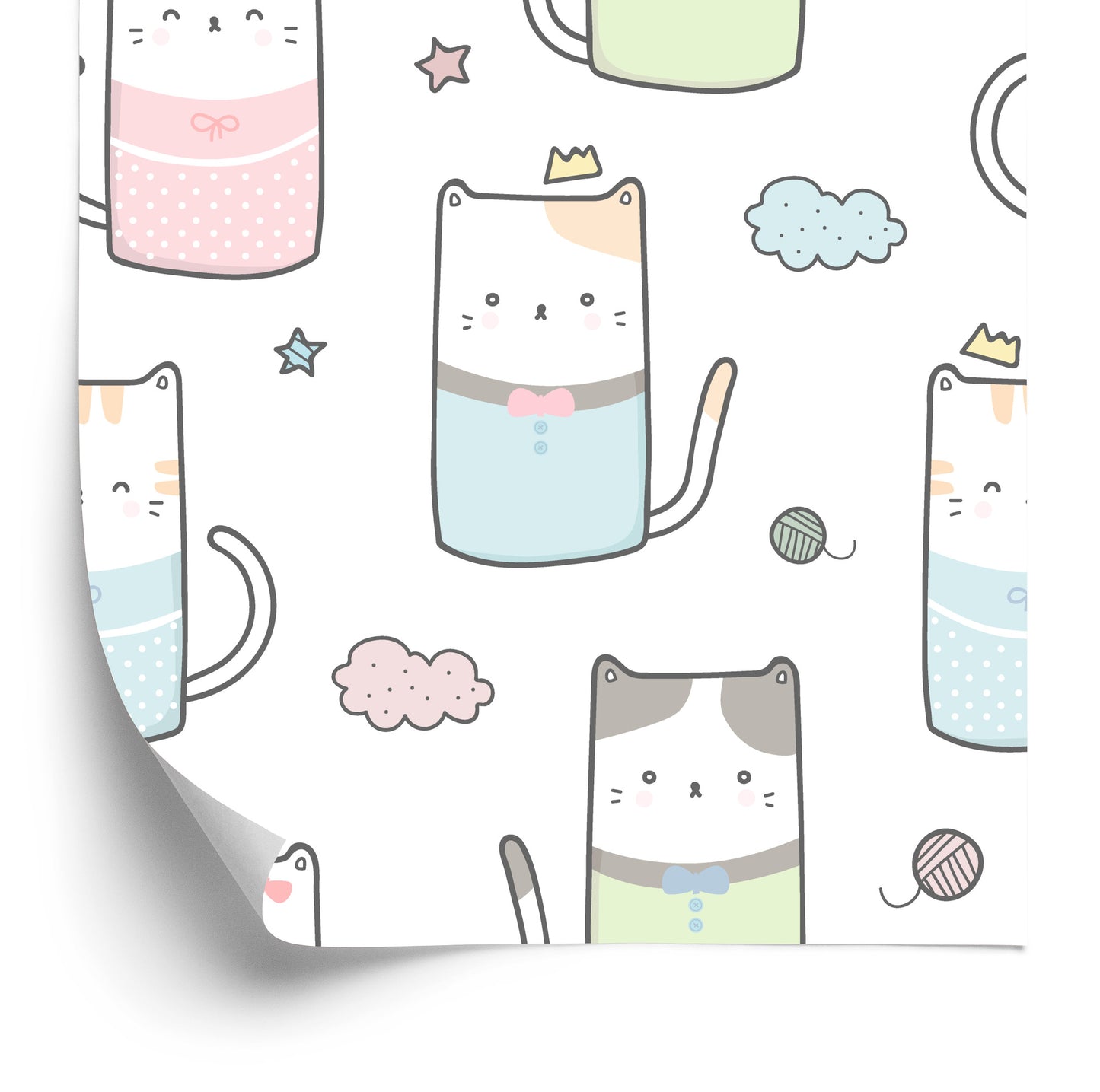 Wallpaper For Children - Kittens And Clouds