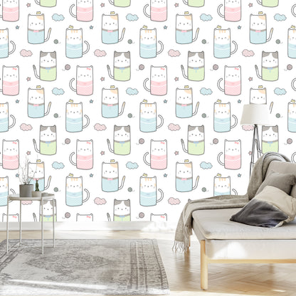 Wallpaper For Children - Kittens And Clouds