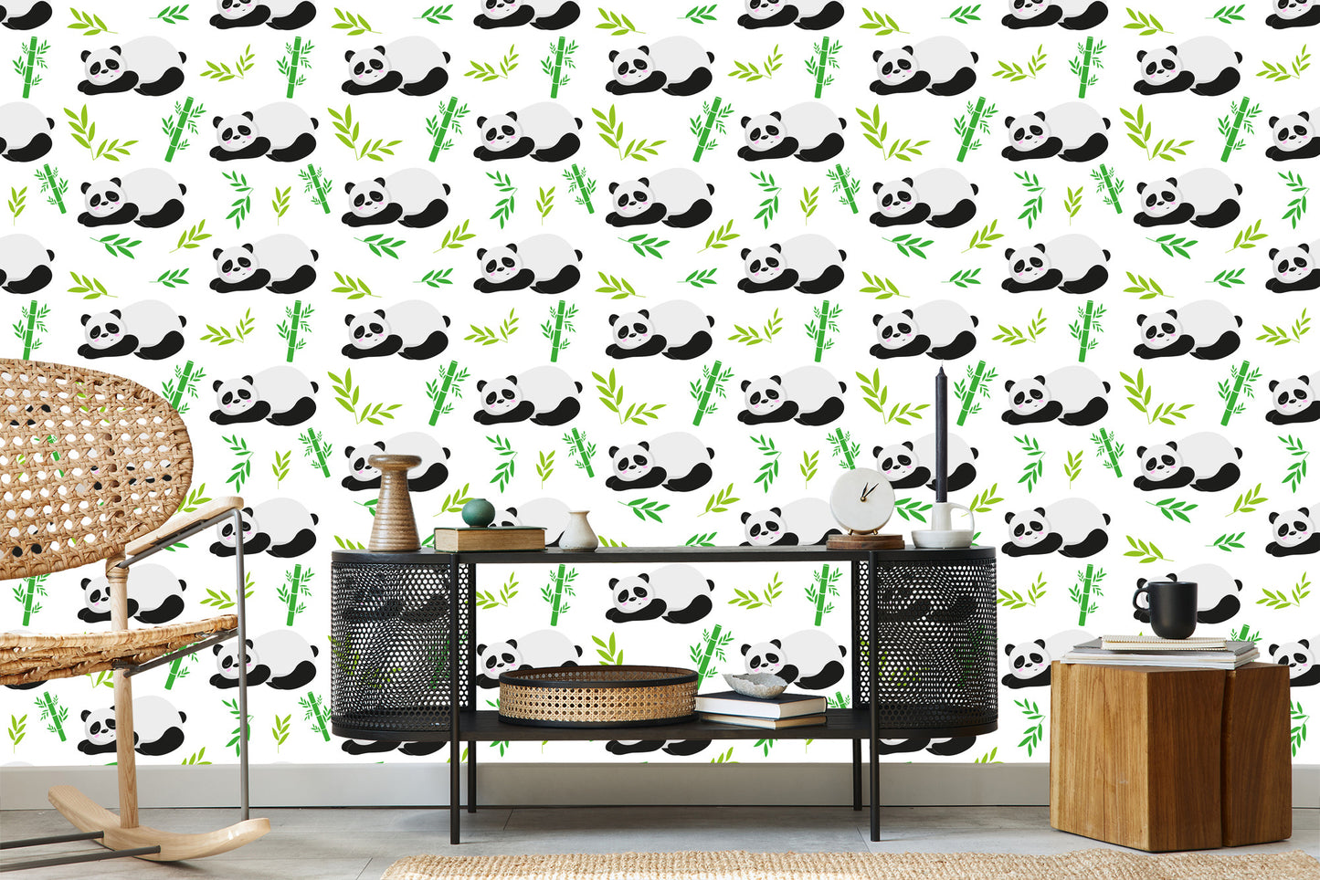 Wallpaper For Children - Sleeping Pandas Among Bamboos