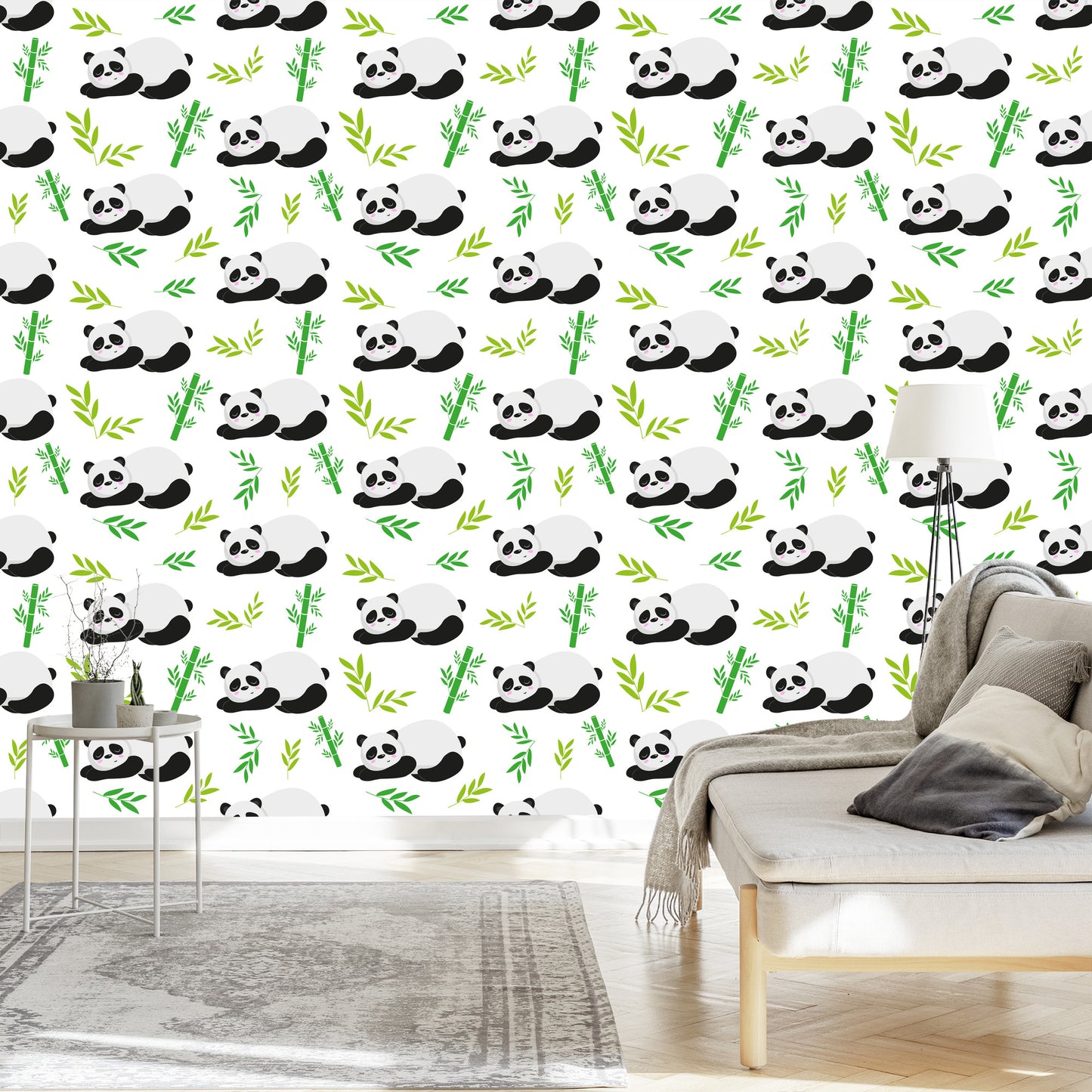 Wallpaper For Children - Sleeping Pandas Among Bamboos