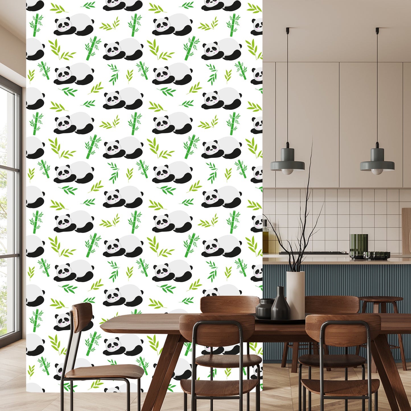 Wallpaper For Children - Sleeping Pandas Among Bamboos