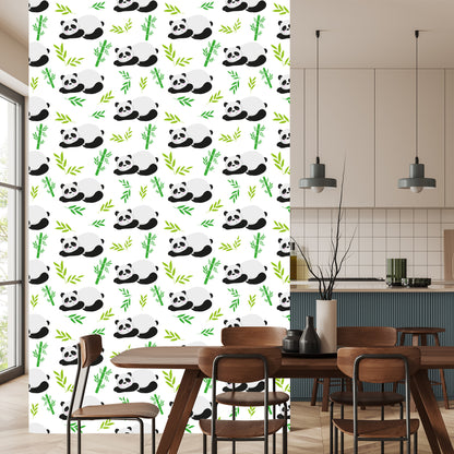 Wallpaper For Children - Sleeping Pandas Among Bamboos