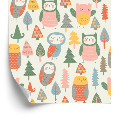 Wallpaper For Children - Sleeping Owls