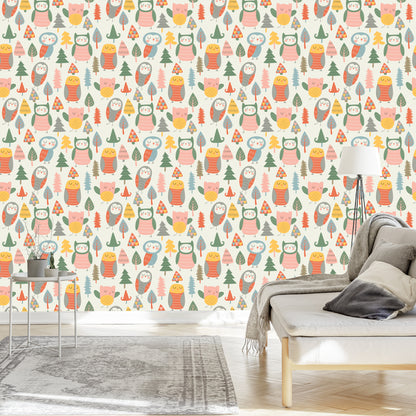 Wallpaper For Children - Sleeping Owls