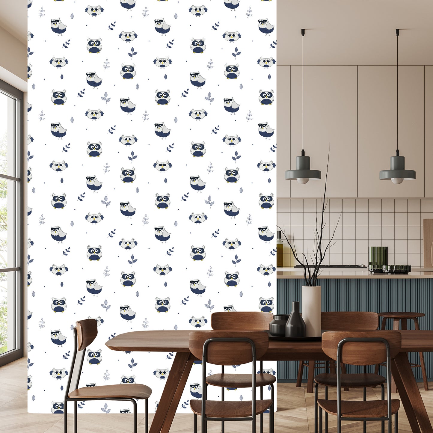 Wallpaper Owls With Leaves In The Background