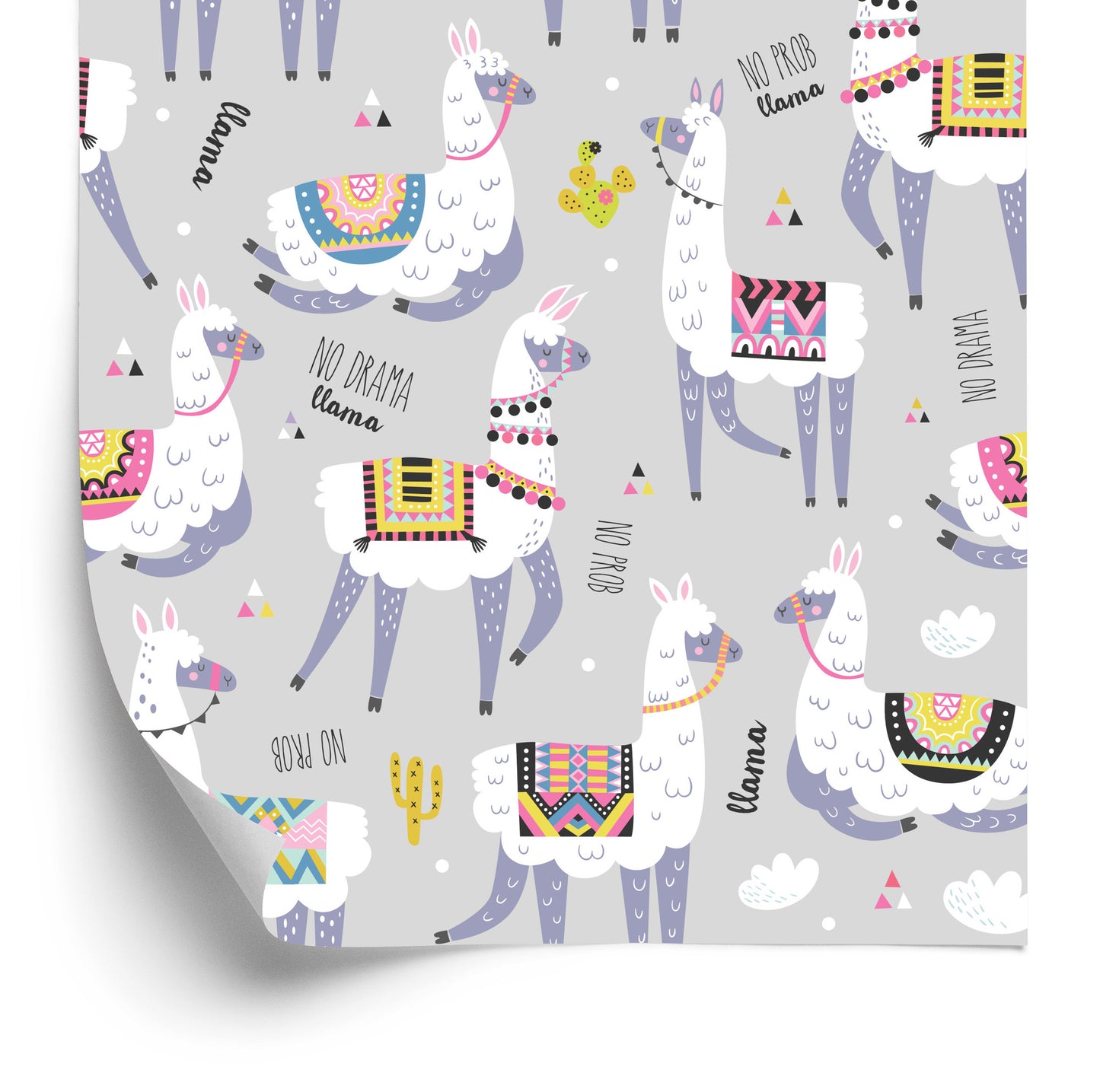 Wallpaper Colorful Llama Animals For Children's Room
