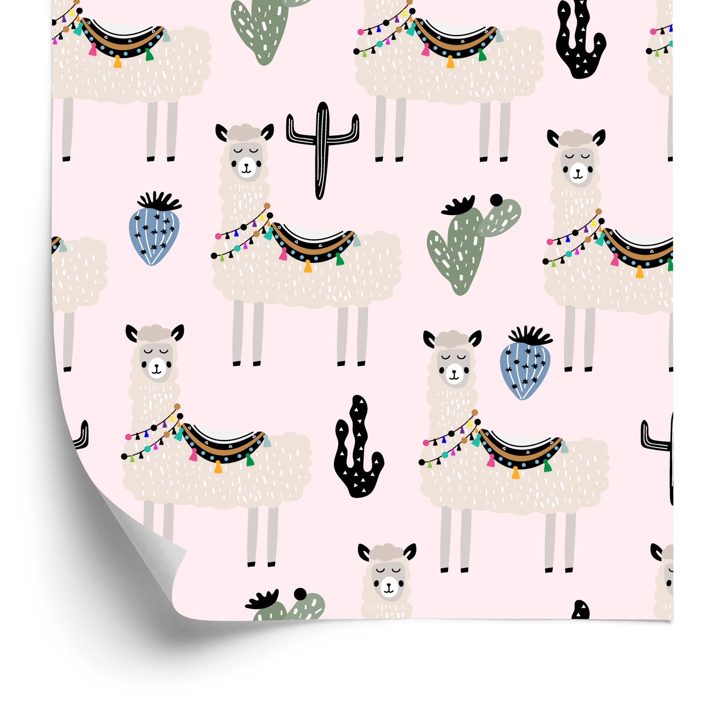 Wallpaper The Lama Animals Cacti For A Baby's Room