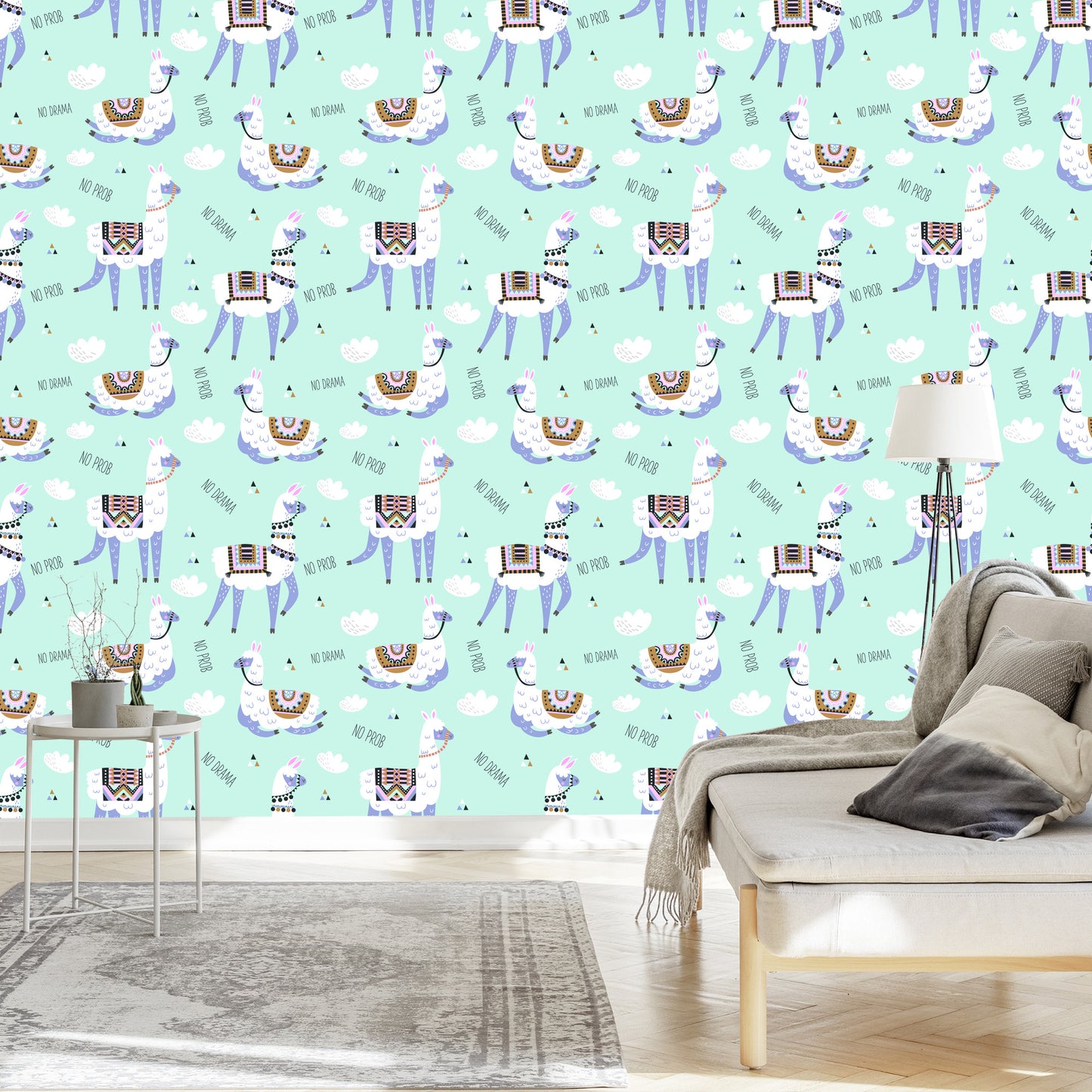 Wallpaper Animals With Lamas For A Baby's Room