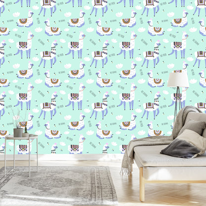Wallpaper Animals With Lamas For A Baby's Room