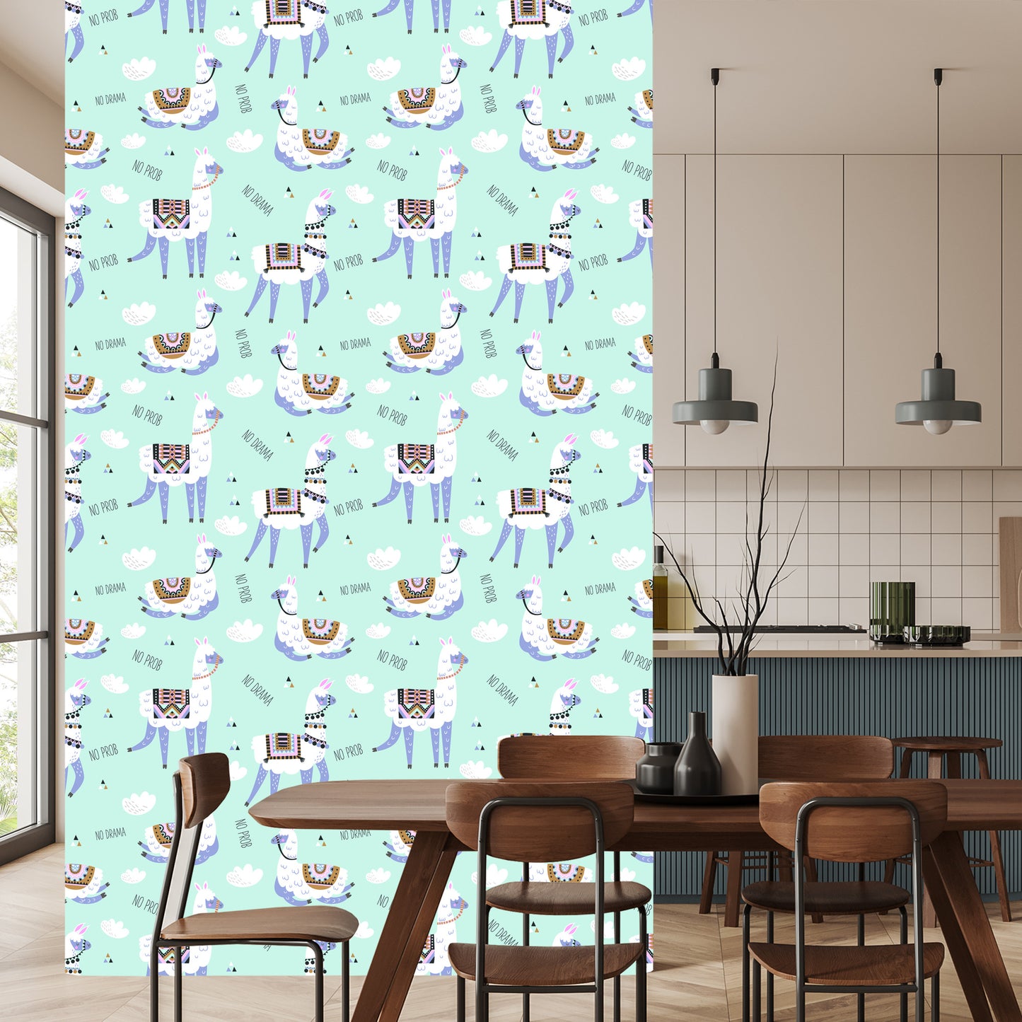 Wallpaper Animals With Lamas For A Baby's Room