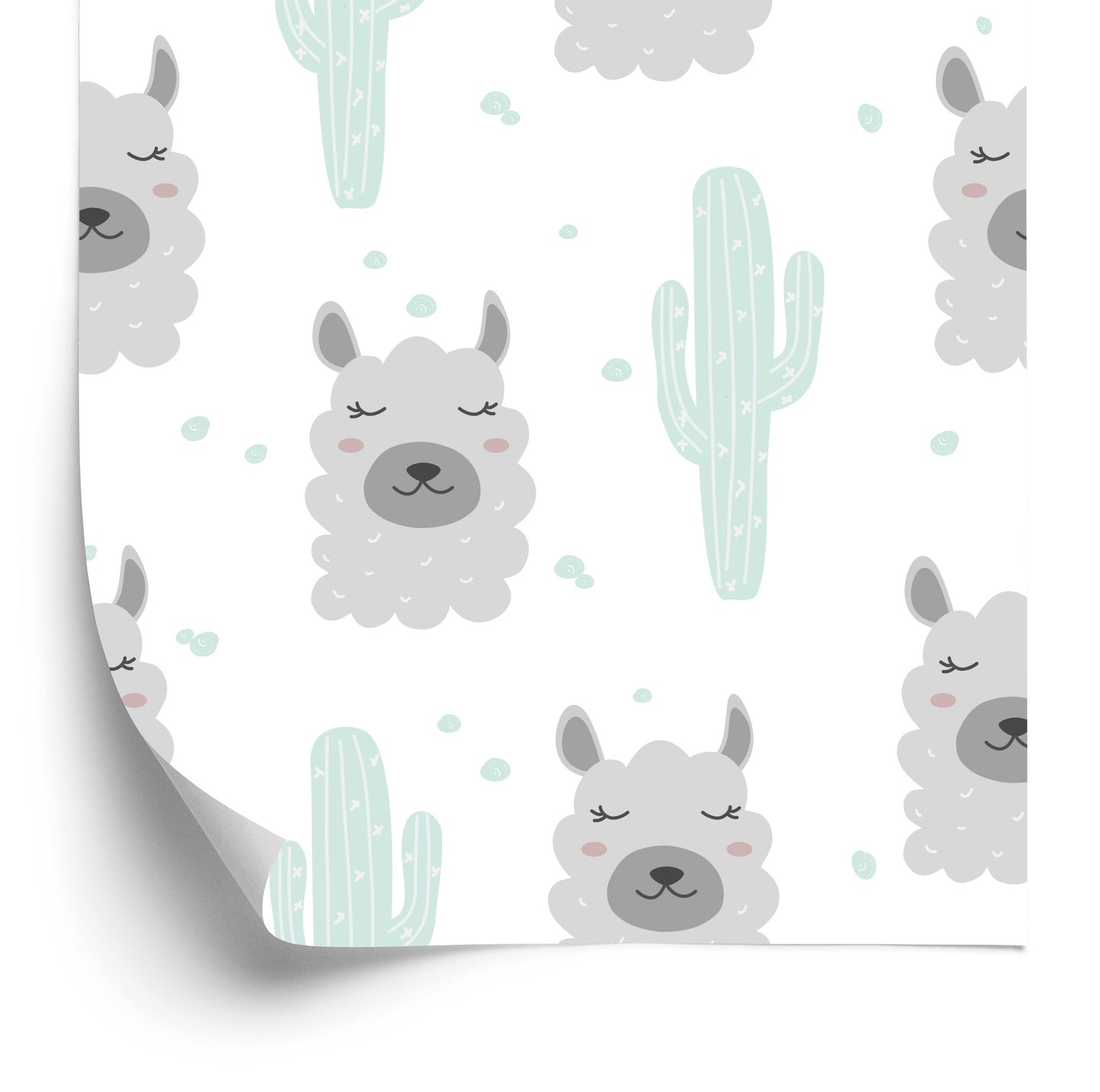 Wallpaper Lama Cacti Plants For Baby Room
