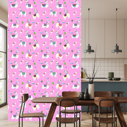 Wallpaper Lama Mountains. Rainbow Flowers. Children's Room