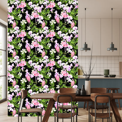 Wallpaper For The Living Room Flamingos Flowers Leaves Greenery