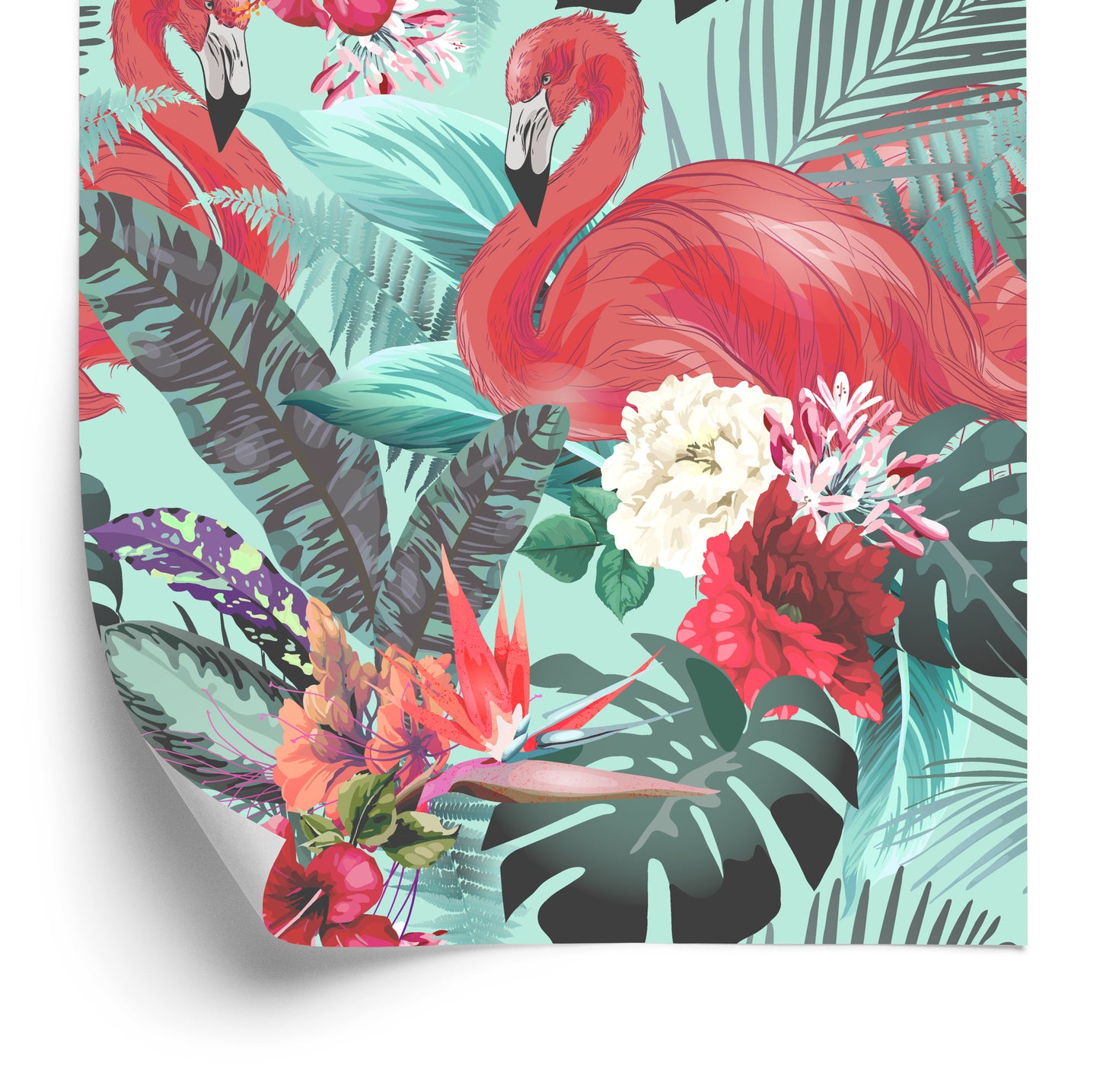 Wallpaper Flamingos Nature Flowers For Living Room