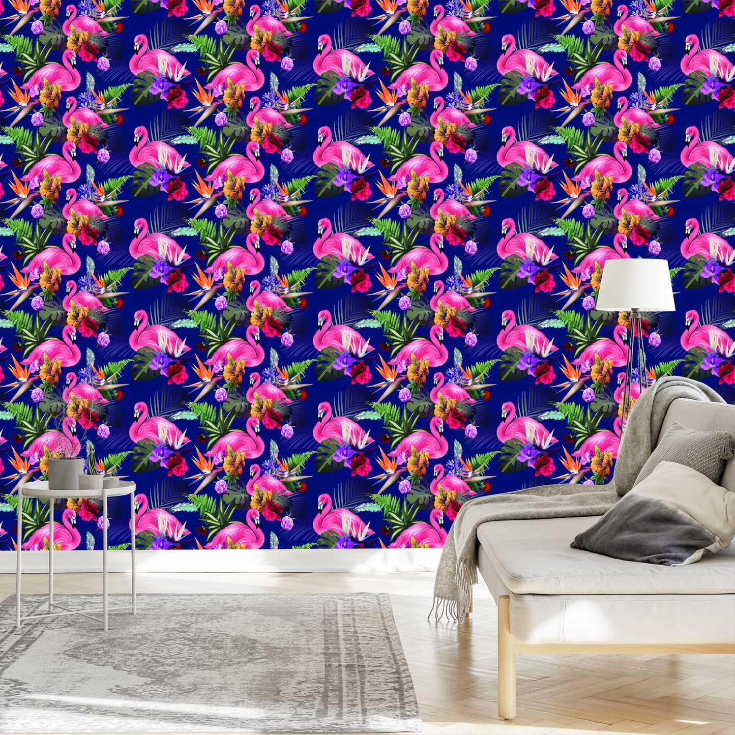 Wallpaper For Living Room Birds, Flamingos, Flowers, Plants