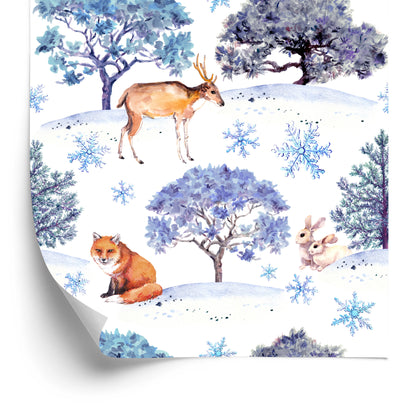 Wallpaper Deer, Hares And Trees