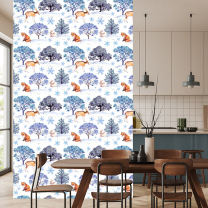 Wallpaper Deer, Hares And Trees