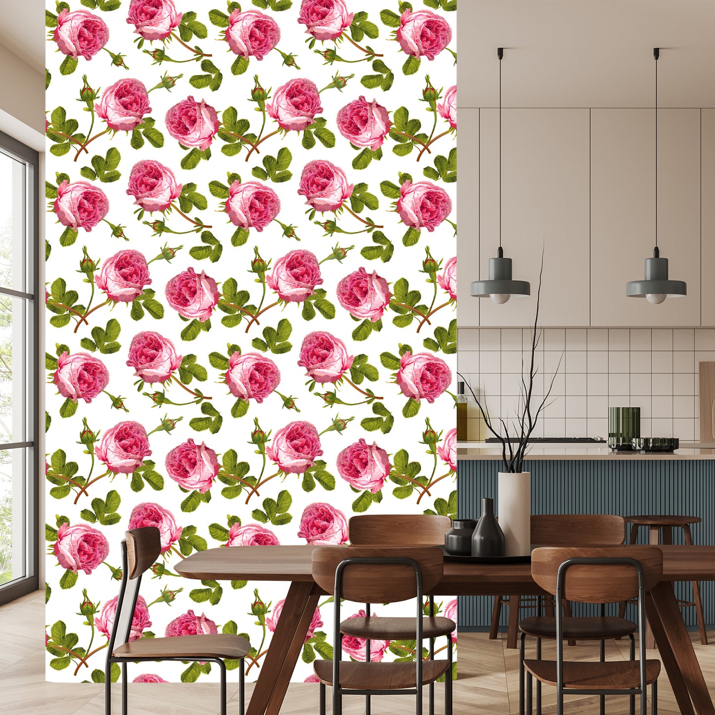 Wallpaper Roses With Leaves