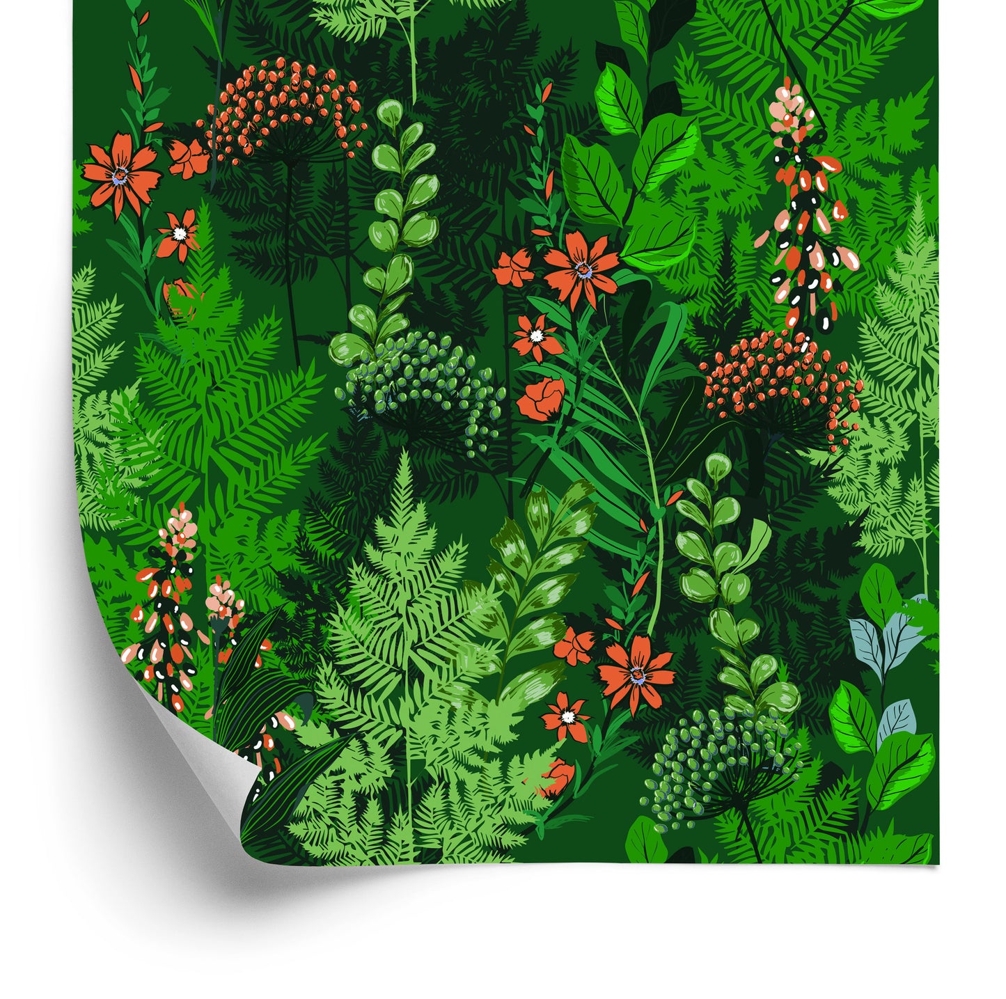 Wallpaper Forest Fern With Flowers