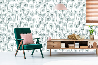Wallpaper Dandelions Painted With Watercolor