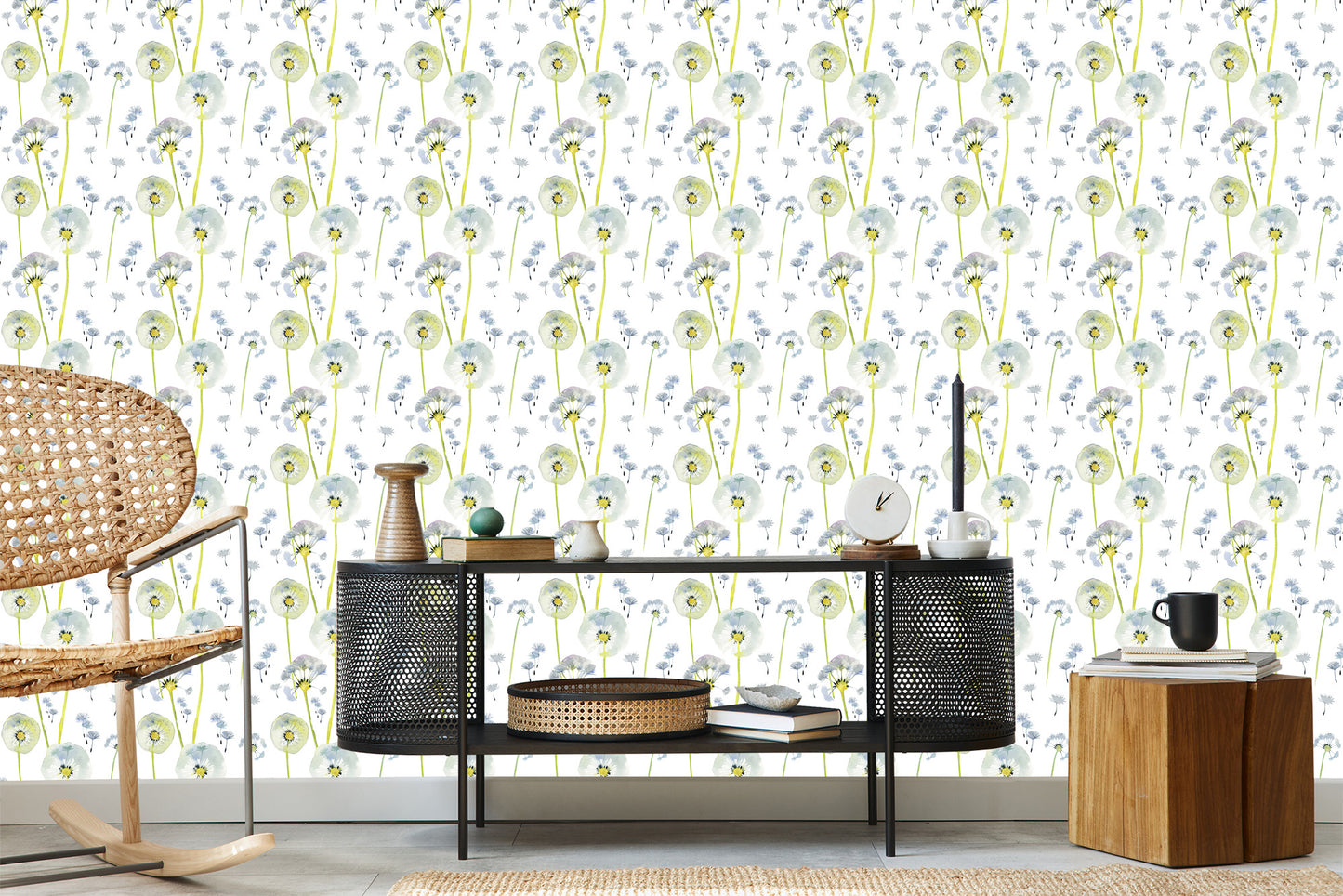 Wallpaper Painted Dandelions With Seeds