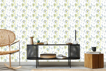 Wallpaper Painted Dandelions With Seeds