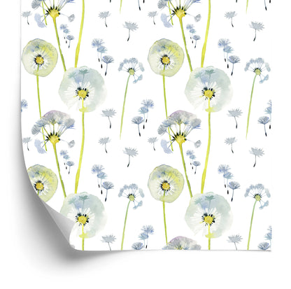 Wallpaper Painted Dandelions With Seeds