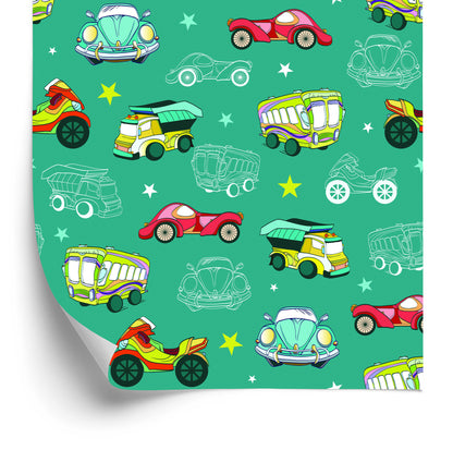 Wallpaper For Children - Colorful Cars And Motorcycles