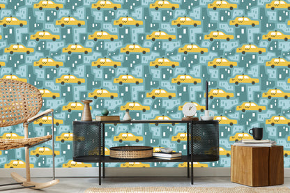 Wallpaper For Children - Yellow Taxis