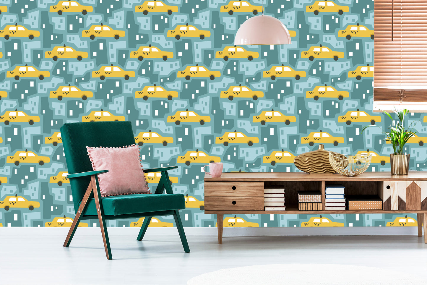 Wallpaper For Children - Yellow Taxis