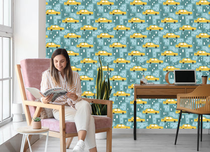 Wallpaper For Children - Yellow Taxis