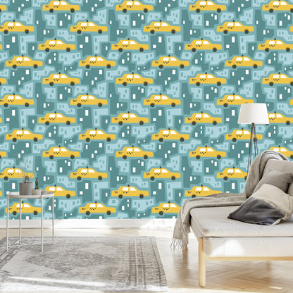 Wallpaper For Children - Yellow Taxis