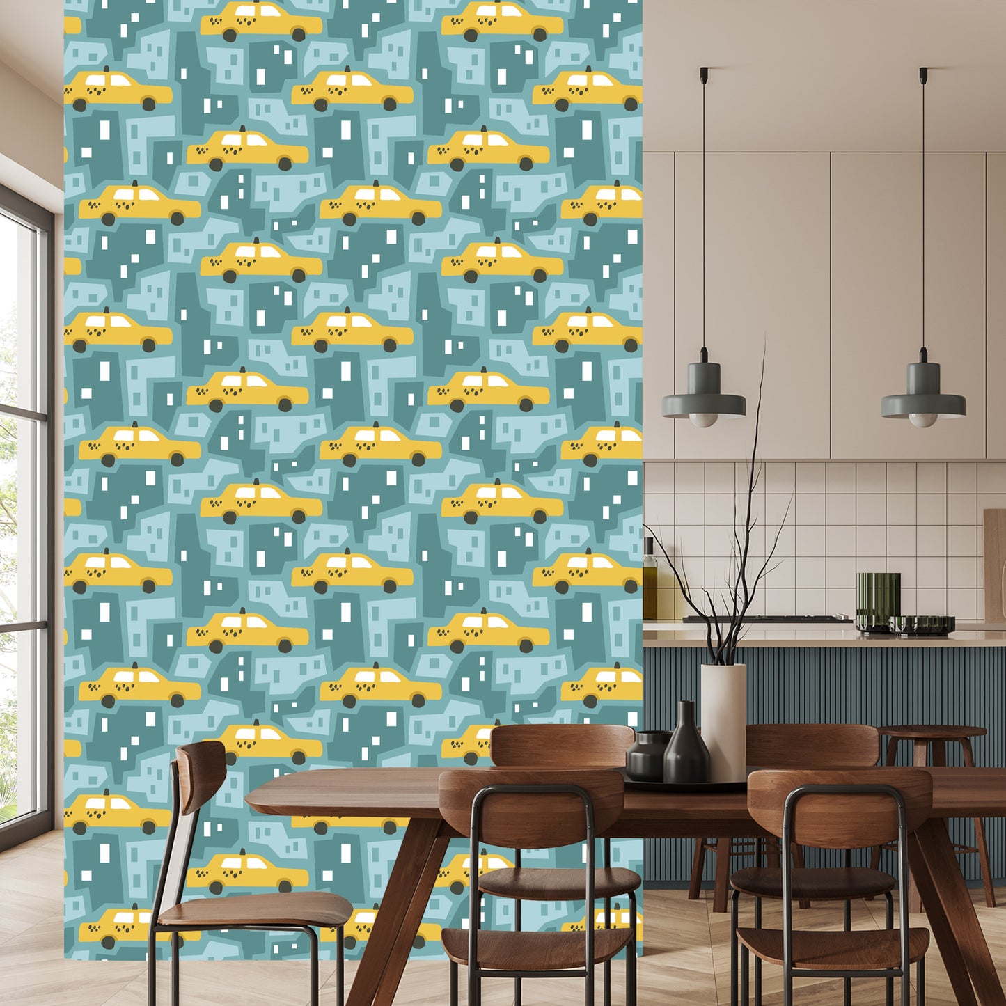 Wallpaper For Children - Yellow Taxis