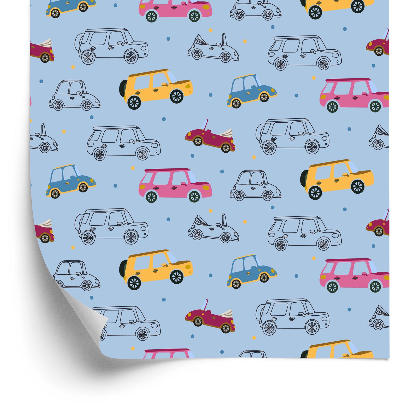 Wallpaper For Children, Colorful Toy Cars Like From Cartoons