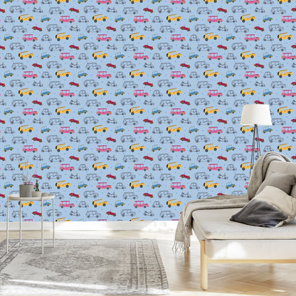 Wallpaper For Children, Colorful Toy Cars Like From Cartoons
