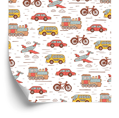 Wallpaper For A Child's Room In A Car, Airplanes, Bikes