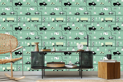 Wallpaper In Cars And Trucks For A Baby's Room