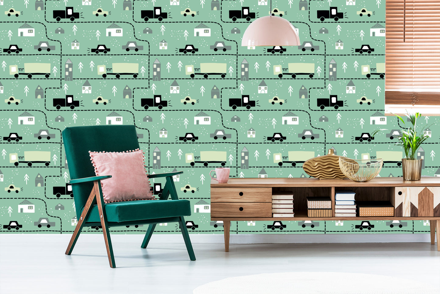 Wallpaper In Cars And Trucks For A Baby's Room