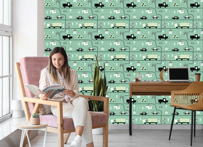 Wallpaper In Cars And Trucks For A Baby's Room