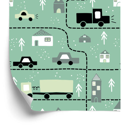 Wallpaper In Cars And Trucks For A Baby's Room