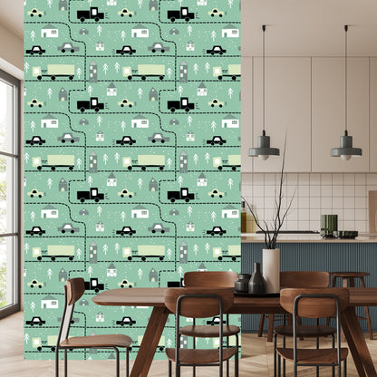 Wallpaper In Cars And Trucks For A Baby's Room