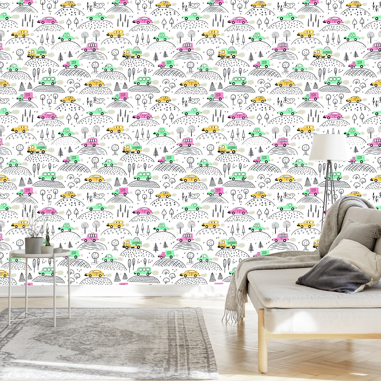Wallpaper Children's Room In Cars, Trucks
