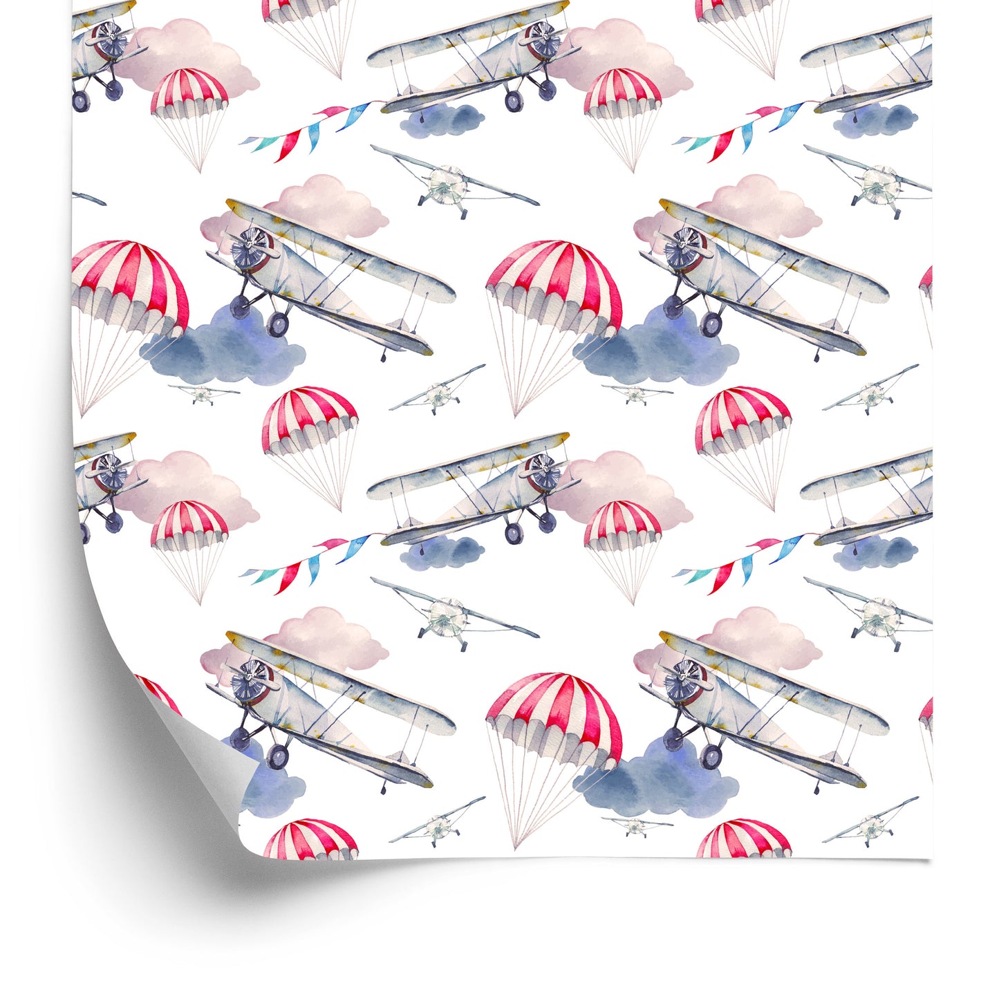 Wallpaper Airplanes And Parachutes In The Clouds