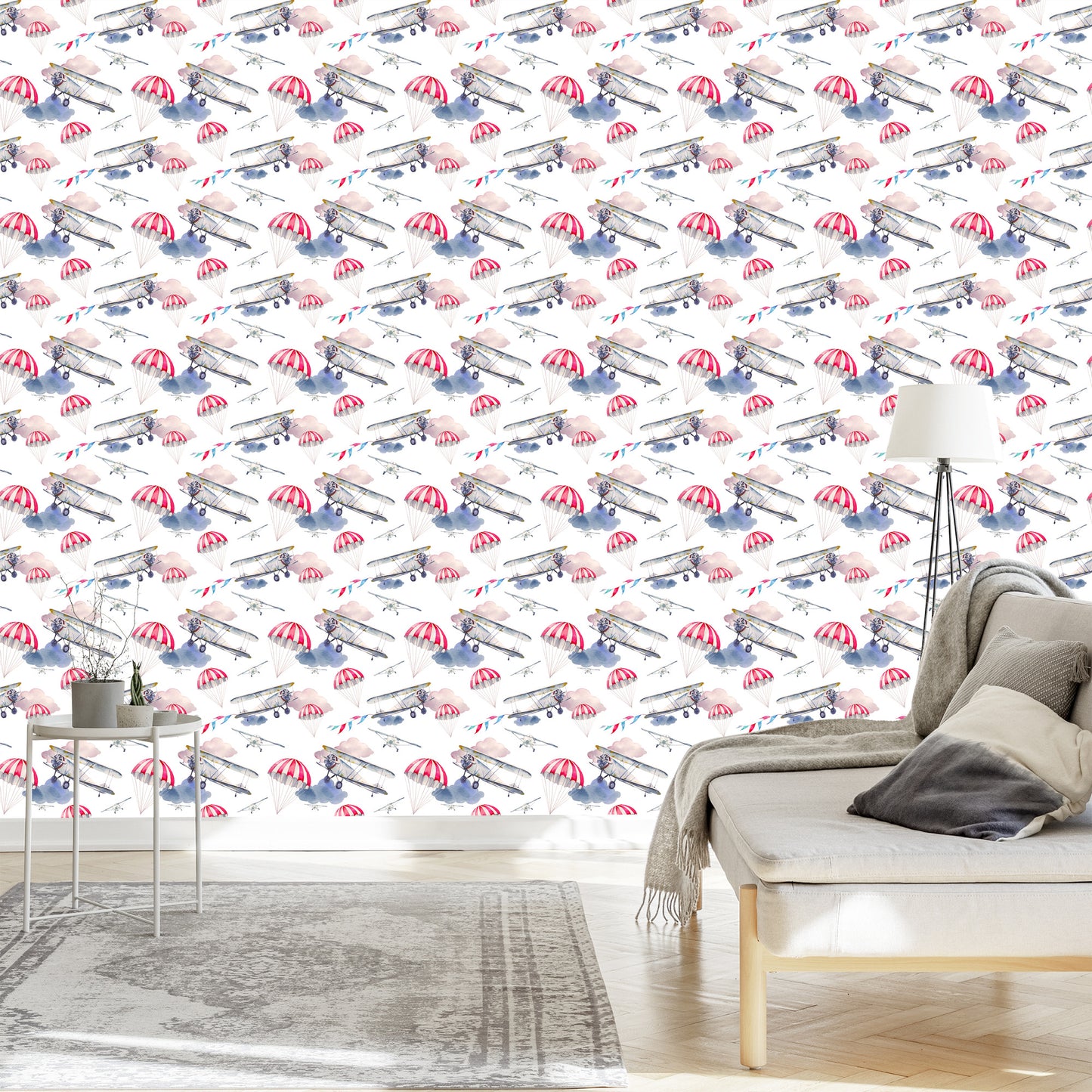 Wallpaper Airplanes And Parachutes In The Clouds