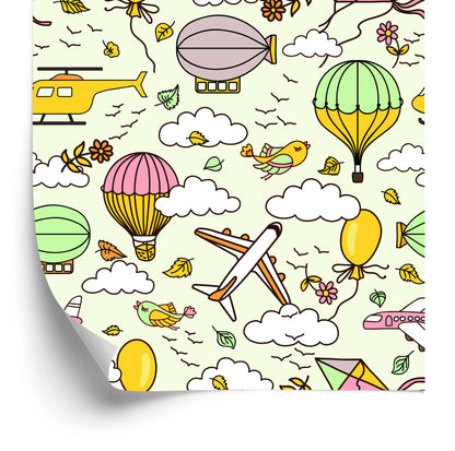 Wallpaper Colorful Airplanes With Balloons