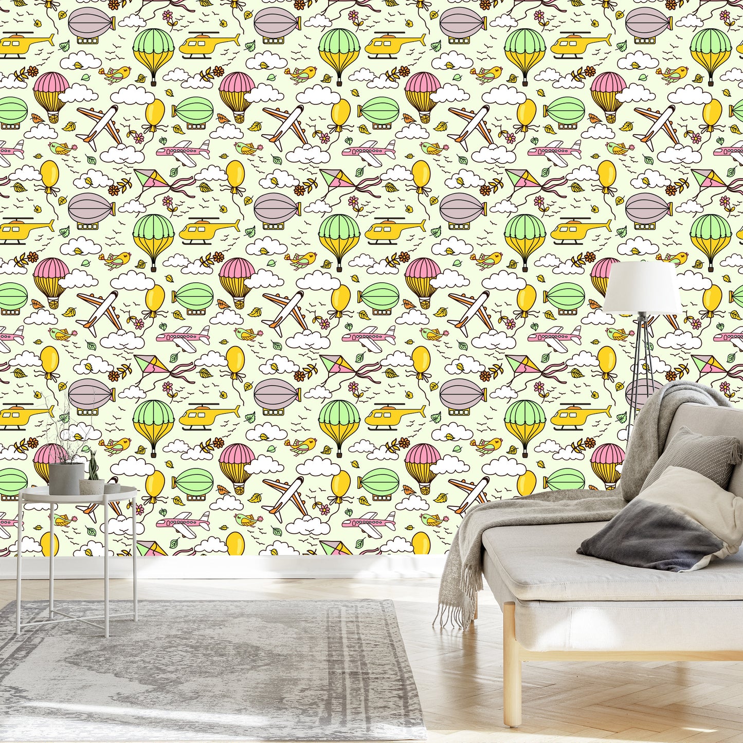Wallpaper Colorful Airplanes With Balloons