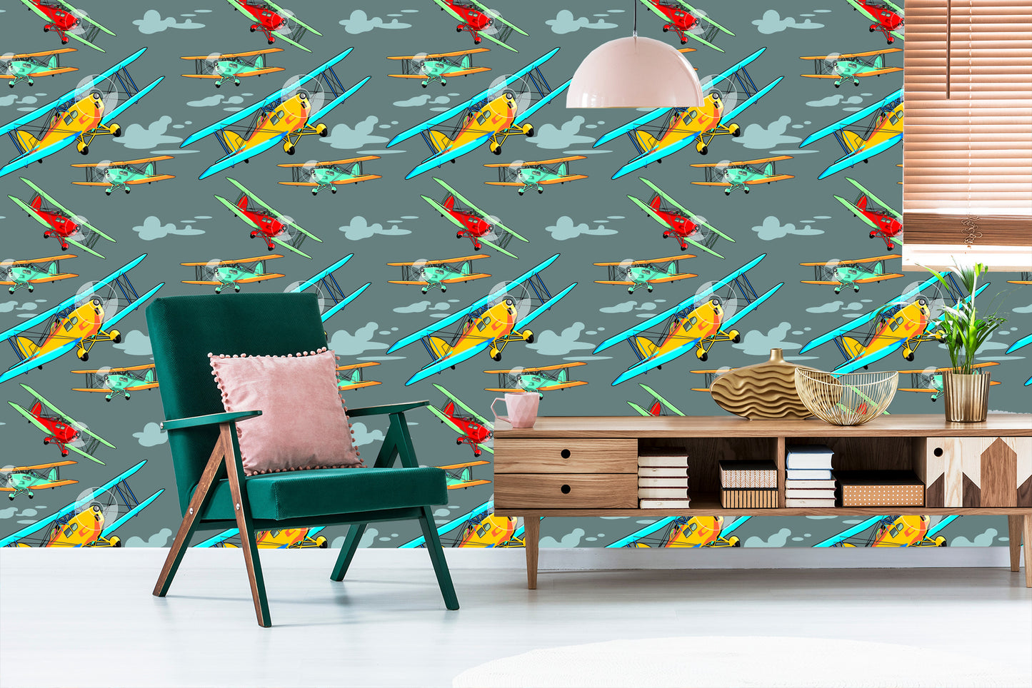 Wallpaper Colorful Retro Airplanes