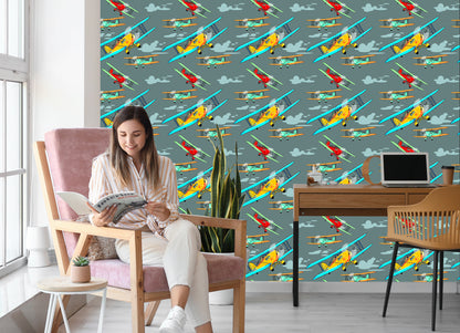 Wallpaper Colorful Retro Airplanes